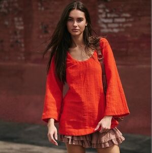 NWOT Free People Casey Tunic ~ Tangerine Tango